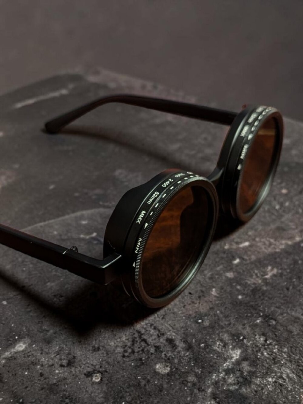 Very Uniquely Cool, Adjustable Dimness Camera Lens Styled Black Sunglasses